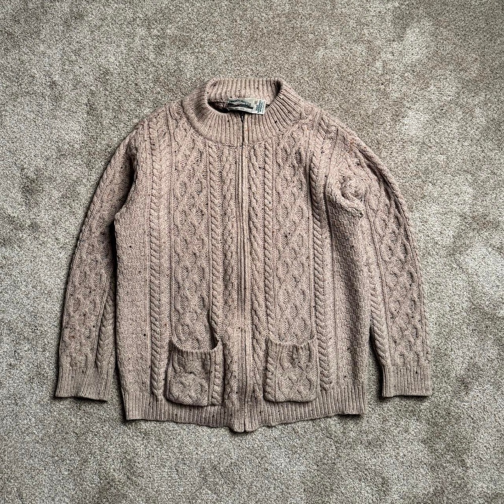 ARAN CRAFTS IRELAND "OATMEAL" MERINO WOOL KNIT SWEATER